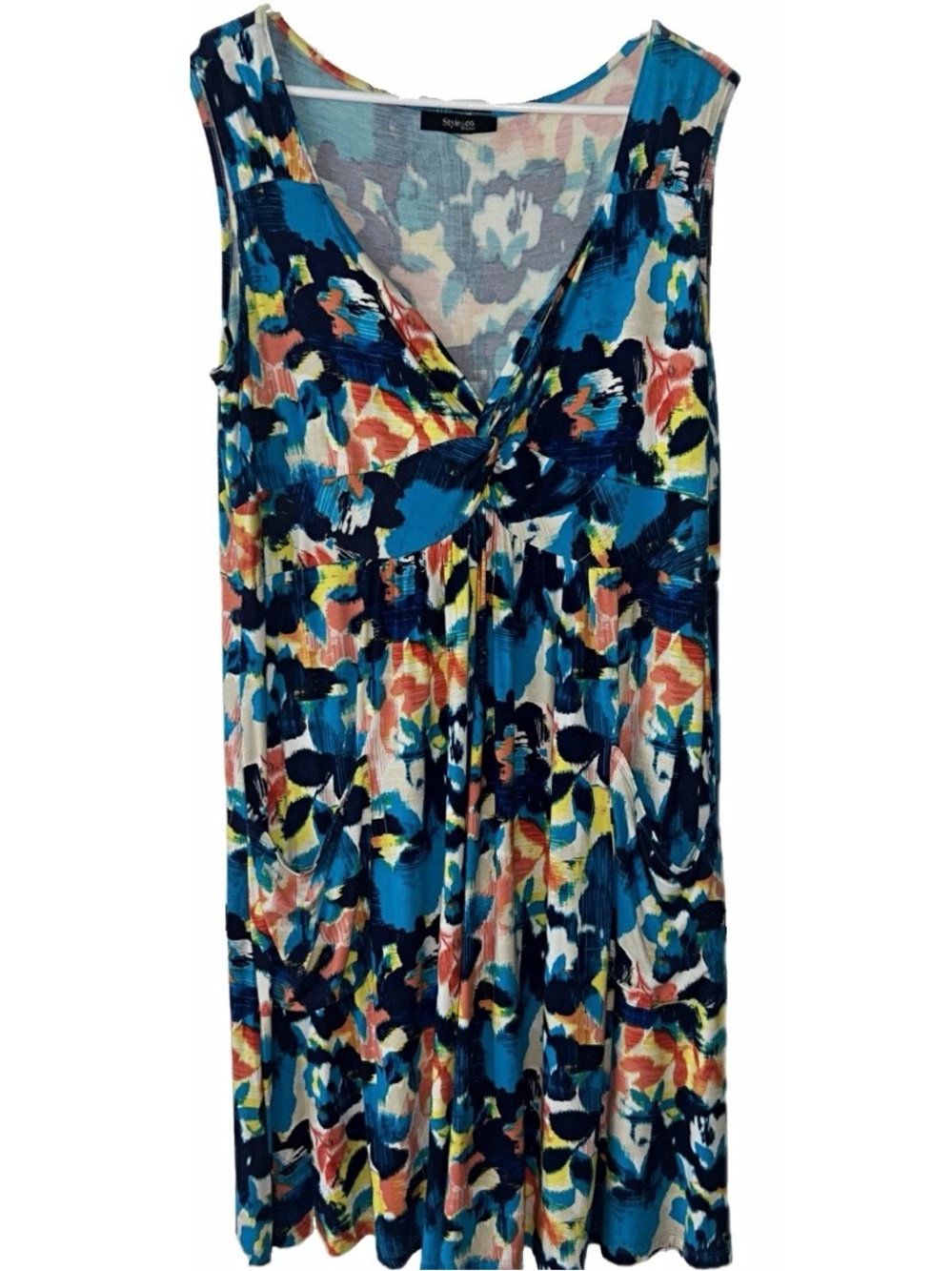 Style & Co. Floral Print V-Neck Dress with Pockets